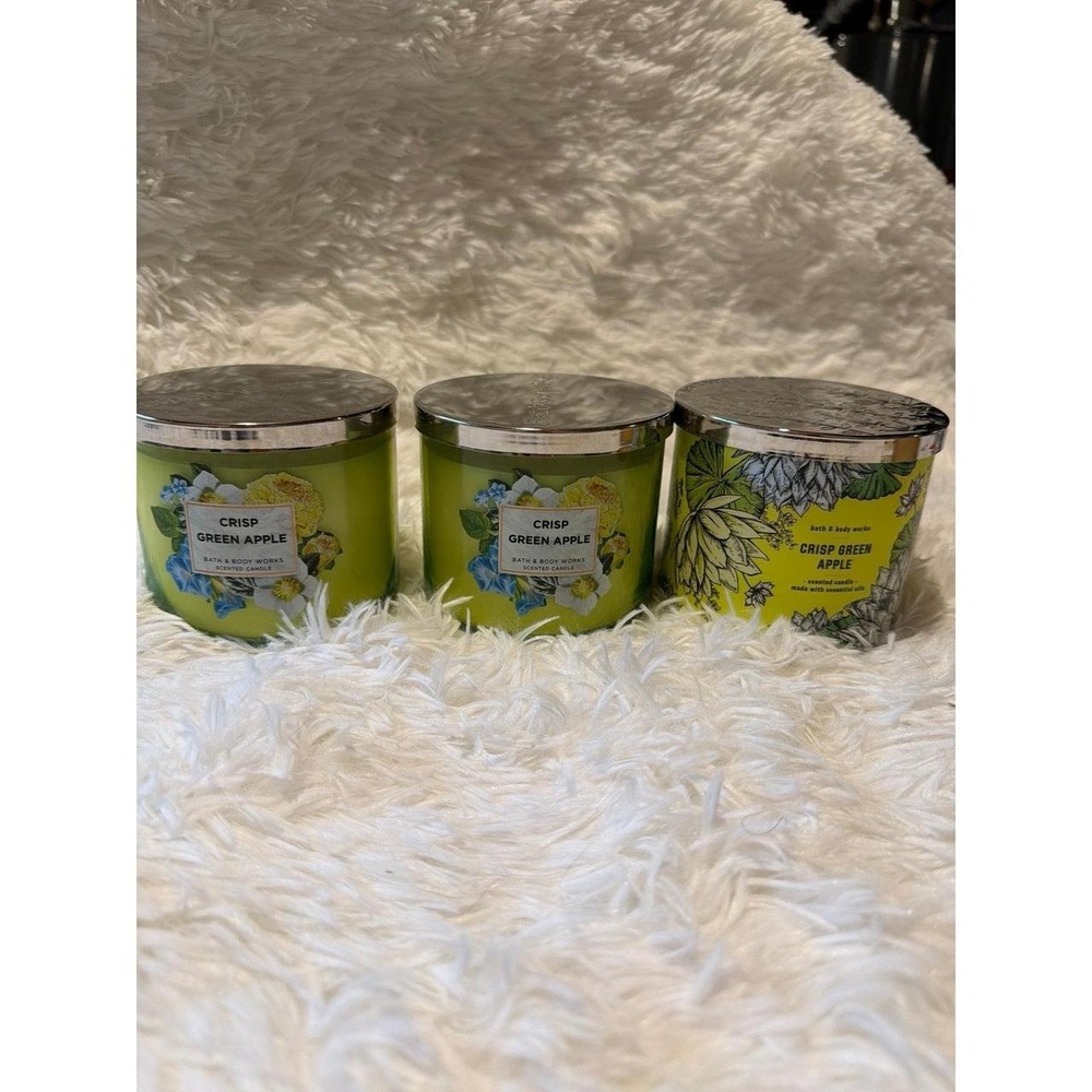 crisp green apple candle bath body works set of 3